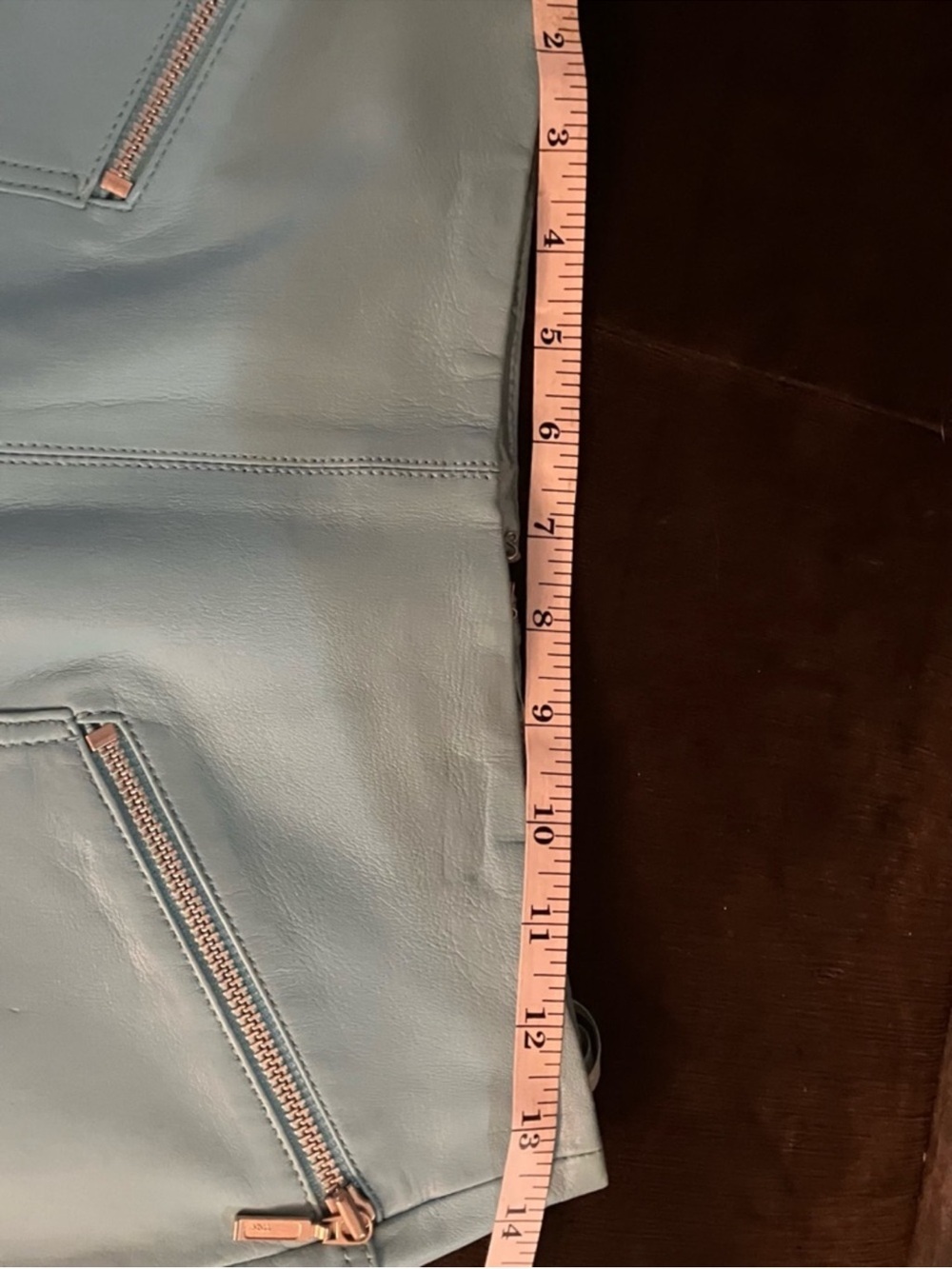Y2K Cache Turquoise Leather Moto Jacket & Mini Skirt Set | Genuine Leather | - Picture 6 of 12